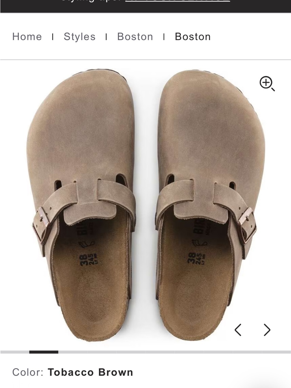Birkenstock Boston Oiled Leather Clog in Tobacco Brown 40